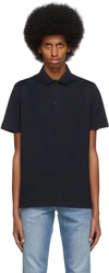 Brunello Cucinelli Navy Cotton Jersey Polo In Cobalto