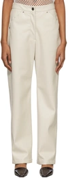 Deveaux Women's Eve Faux Leather Straight-leg Pants In Bone