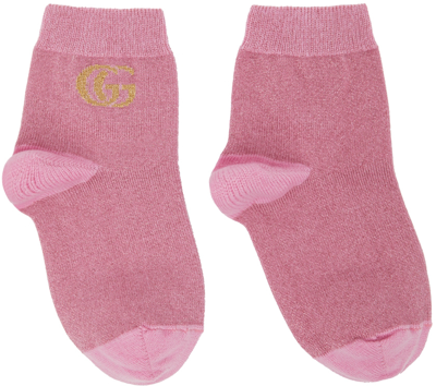 Gucci Pink Metallic Monlux Socks In 5875 Roseate/yellow