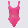Versace Greek Key Belt One-piece Swimsuit In Pink