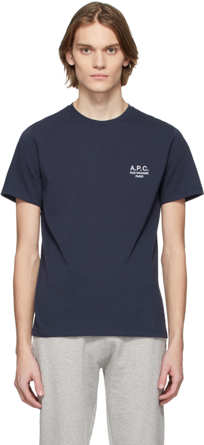 Apc Navy Raymond T-shirt In Iak Dark Navy