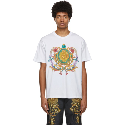Versace Jeans Couture Sun-print Organic-cotton T-shirt In White