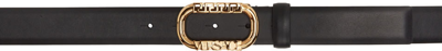 Versace Black Logo Belt In 1b00v Black