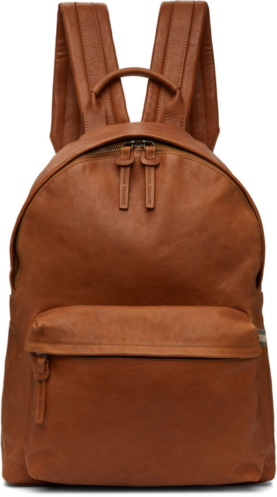 Officine Creative Brown Leather Backpack In D210 Cuoio