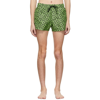 Versace Greca Signature Print Short Swim Shorts In Black+green