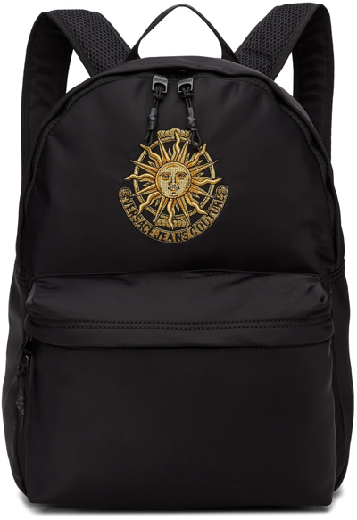 Versace Jeans Couture Men's Embroidered-logo Nylon Backpack In Black