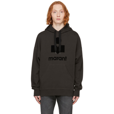 Isabel Marant Logo Print Cotton Blend Hoodie In Black
