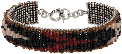 Isabel Marant Multicolor Beaded Bracelet In Bksi Black/silver
