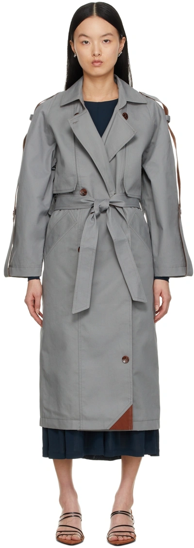 Aeron Lily Cotton Trench Coat With Belt In Grey