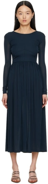 Aeron Long-sleeve Pleated Dress In 440 Dark Turquoise