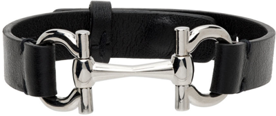 Ferragamo Horsebit Detail Adjustable Bracelet In Black