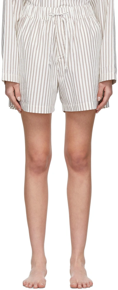Tekla Brown & Off-white Stripe Pyjama Shorts