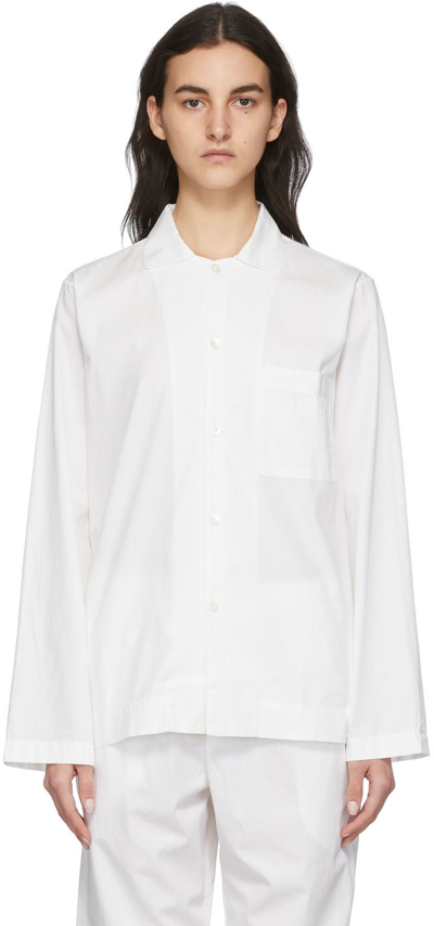 Tekla White Pyjama Shirt In Alabaster