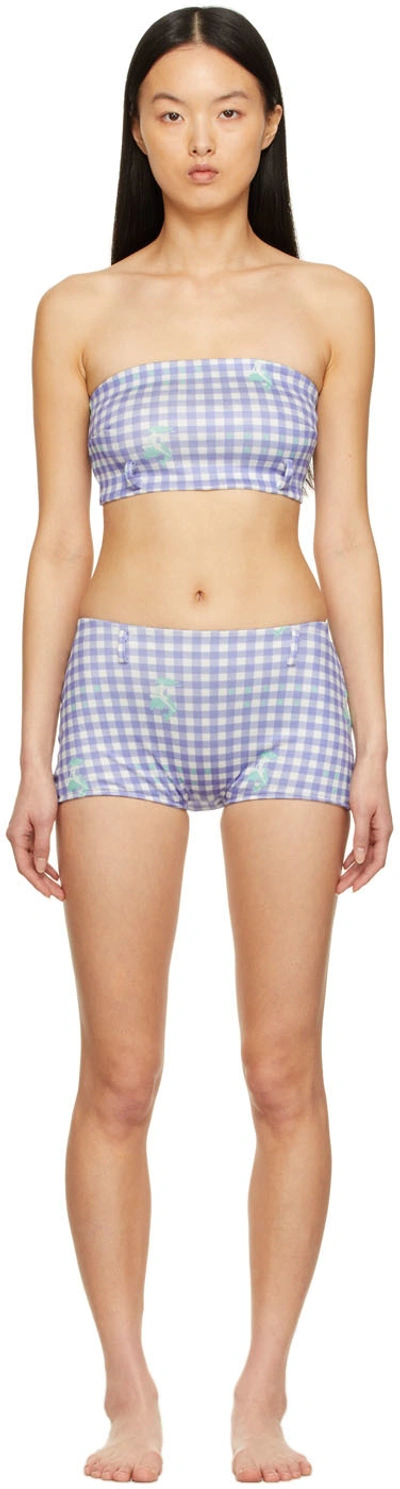 Poster Girl Ssense Exclusive Purple & White Judi Dench Bikini In Purple/green