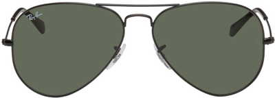 Ray Ban Black Aviator Classic Sunglasses In Green
