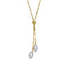 Rachel Glauber 14k Gold Plated Pearl And Cubic Zirconia Y Neck Necklace In Gold-tone