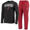 Concepts Sport Crimson/heathered Charcoal Alabama Crimson Tide Meter Long Sleeve T-shirt & Pants Sle In Crimson
