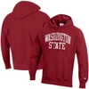 CHAMPION CHAMPION CRIMSON WASHINGTON STATE COUGARS TEAM ARCH REVERSE WEAVE PULLOVER HOODIE