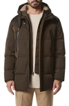 ANDREW MARC HAMPSHIRE DOWN FILL PUFFER JACKET WITH GENUINE SHEARLING LINED REMOVABLE BIB