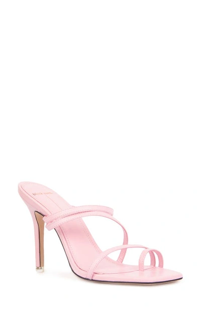 Black Suede Studio Cindy Strappy Stiletto Slide Sandals In Pink Leather