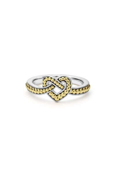 Lagos Two-tone Beloved 10mm Heart Ring In Silver And Gold