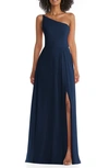 Shop After Six One-shoulder Chiffon Gown In Midnight