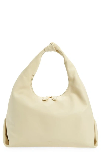 Khaite Beatrice Large Knotted Leather Shoulder Bag In Cream