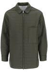 Valentino V Optical Quilted Nylon Shirt Jacket In Khaki