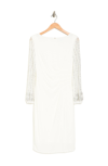Marina Beaded Long Sleeve Sheath Dress In Ivory