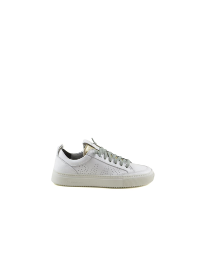 P448 White Perforated Leather Womens Sneakers