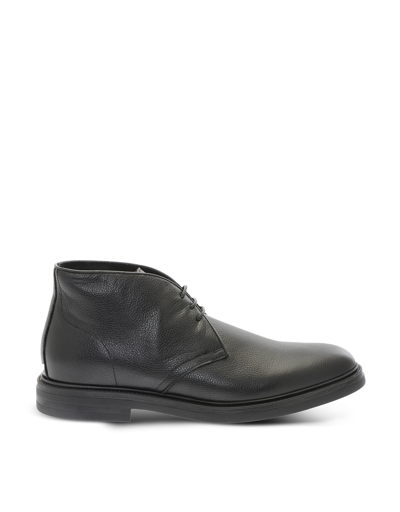 A.testoni Shoes Grained Calf Leather Men's Ankle Boots In Black