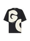 Gcds Man Black Oversized T-shirt With Andy Maxi Logo In Black