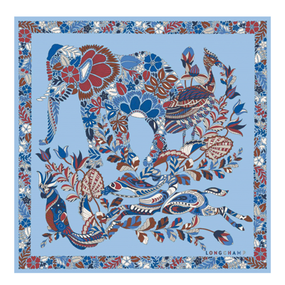 Longchamp Silk Scarf Fall-winter 2021 Collection In Sky Blue