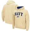 Colosseum Men's  Gold Navy Midshipmen Arch And Logo 3.0 Pullover Hoodie In Gold