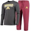 CONCEPTS SPORT CONCEPTS SPORT MAROON/HEATHERED CHARCOAL MINNESOTA GOLDEN GOPHERS METER LONG SLEEVE T-SHIRT & PANTS 