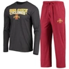 Concepts Sport Cardinal/heathered Charcoal Iowa State Cyclones Meter Long Sleeve T-shirt & Pants Sle In Cardinal