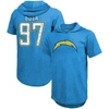 MAJESTIC FANATICS BRANDED JOEY BOSA POWDER BLUE LOS ANGELES CHARGERS PLAYER NAME & NUMBER TRI-BLEND HOODIE T-