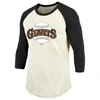 MAJESTIC MAJESTIC THREADS CREAM/BLACK SAN FRANCISCO GIANTS COOPERSTOWN COLLECTION RAGLAN 3/4-SLEEVE T-SHIRT