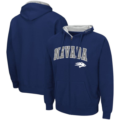 Colosseum Men's  Navy Nevada Wolfpack Arch & Logo 3.0 Full-zip Hoodie