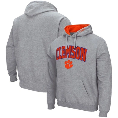 Colosseum Men's Heather Gray Clemson Tigers Arch And Logo 3.0 Pullover Hoodie