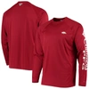 COLUMBIA COLUMBIA CARDINAL ARKANSAS RAZORBACKS TERMINAL TACKLE OMNI-SHADE RAGLAN LONG SLEEVE T-SHIRT