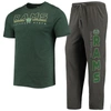 CONCEPTS SPORT CONCEPTS SPORT HEATHERED CHARCOAL/GREEN COLORADO STATE RAMS METER T-SHIRT & PANTS SLEEP SET