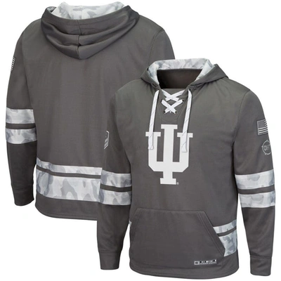 Colosseum Gray Indiana Hoosiers Oht Military Appreciation Lace-up Pullover Hoodie