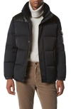 ANDREW MARC AINSWORTH DOWN PUFFER JACKET WITH GENUINE SHEARLING TRIM