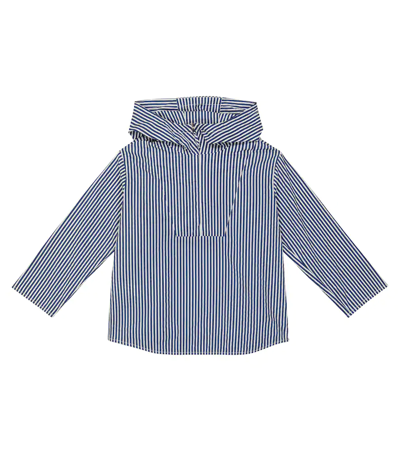 Il Gufo Kids' Striped Poplin Top In White Blue