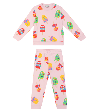 Stella Mccartney Kids' Pink Tracksuit For Girl With Prints In Rosa/multicolor