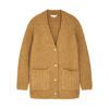 Vince Ribbed Pocket Alpaca-blend Cardigan In Tan