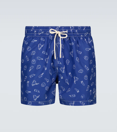 Arrels Barcelona Printed Swim Shorts In Blue
