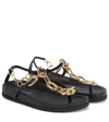 RABANNE XL LINK LEATHER THONG SANDALS