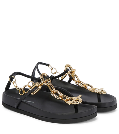 Rabanne Xl Link Leather Thong Sandals In Gold